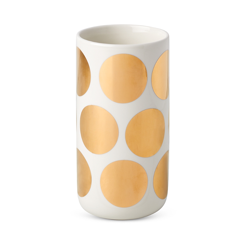 Kate Spade On The Dot Tall Gold-tone Dot Vase In White