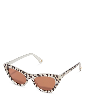 Shop Lele Sadoughi Downtown Ivory Leopard Cat Eye Sunglasses, 55mm In Multi/orange Solid