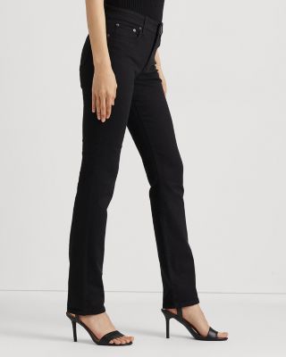 Mid Rise Straight Super Stretch Jeans in Black