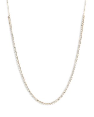 14K Yellow Gold Diamond Half Riviera Necklace, 14-16"