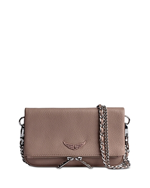 Zadig & Voltaire Rock Nano Leather Crossbody In Grunge