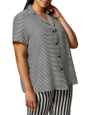 marina rinaldi barre striped short sleeve shirt