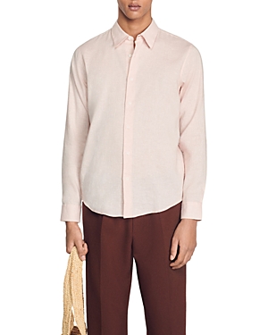 Shop Sandro Classic Fit Button Down Shirt In Light Pink