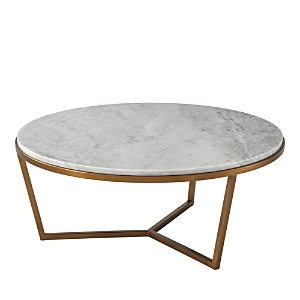 Theodore Alexander Fisher Round Marble Cocktail Table, Small In Brass