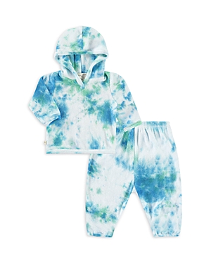 Shop Paigelauren Unisex Splatter Loop Terry Hoodie & Balloon Pants Whim-zzz Loungewear Set - Baby In Blue/green Splatter