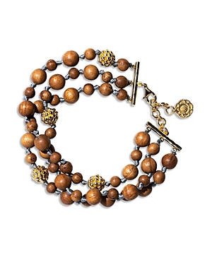 Capucine De Wulf Earth Goddess Multi Row Teak Bead Bracelet In Brown