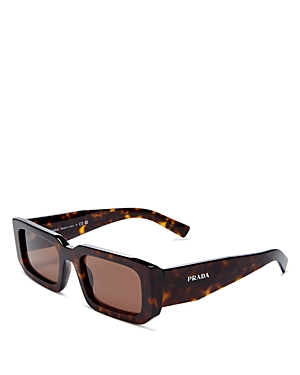 Prada Symbole Rectangular Sunglasses, 53mm In Tortoise/brown Solid