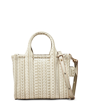 Shop Marc Jacobs The Leather Mini Tote In Khaki/light Gold