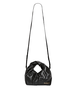 Jw Anderson Mini Twister Leather Hobo Bag In Black/silver