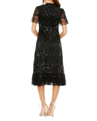 Sequined High Neck Midi Dress