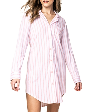 Shop Petite Plume Striped Pima Nightshirt In Pink