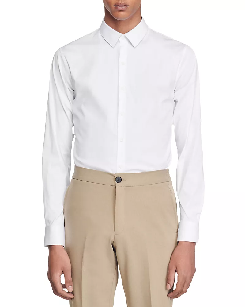 Sandro Seamless Stretch Button Up Shirt