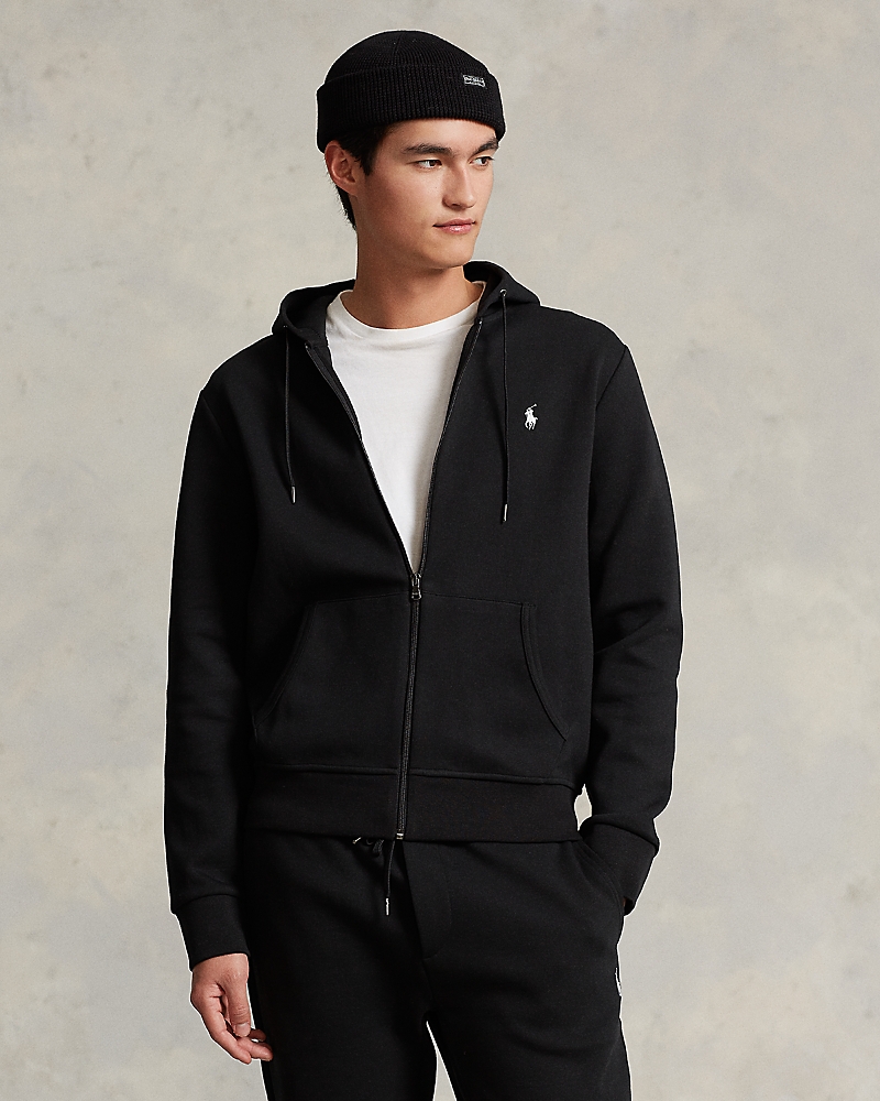 Polo Ralph Lauren Logo-embroidered Drawstring Hoodie In Black