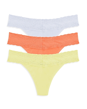 Natori Bliss Perfection Lace Trim Thong In Rai/cn/lme