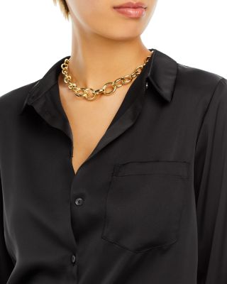 Satin Button Front Blouse - Exclusive