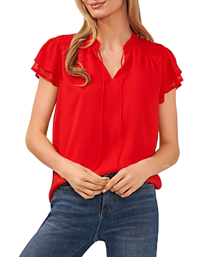 Cece Flutter Sleeve Top In Fireball