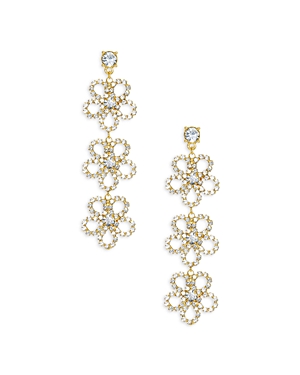 Ettika Crystal Triple Flower Drop Earrings In Gold