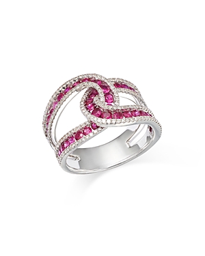 Bloomingdale's Ruby & Diamond Crossover Looped Ring In 14k White Gold In Pink/white