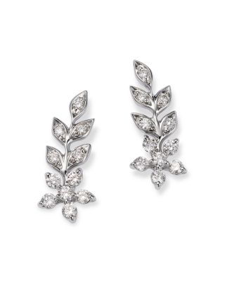 Bloomingdale's Fine Collection - Diamond Leaf & Flower Ear Climbers in 14K White Gold, 0.25 ct. t.w.