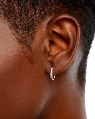 Diamond Small Hoop Earrings in 14K Gold, 0.34 tcw