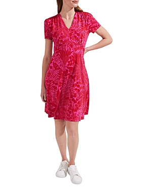 Hobbs London Ann Jersey Printed Dress In Red Pink