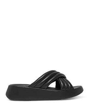 FITFLOP FITFLOP WOMEN'S F-MODE PADDED LEATHER STRAP SLIDES