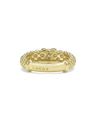 18K Yellow Gold Embrace Diamond X Caviar Bead Statement Ring