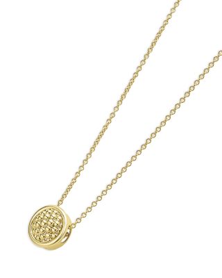 18K Yellow Gold Meridian Caviar Bead Circle Pendant Necklace, 16-18"