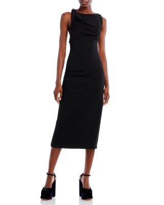 white christmas dresses Scuba Crepe Twist Cutout Midi Dress - Hot Pink