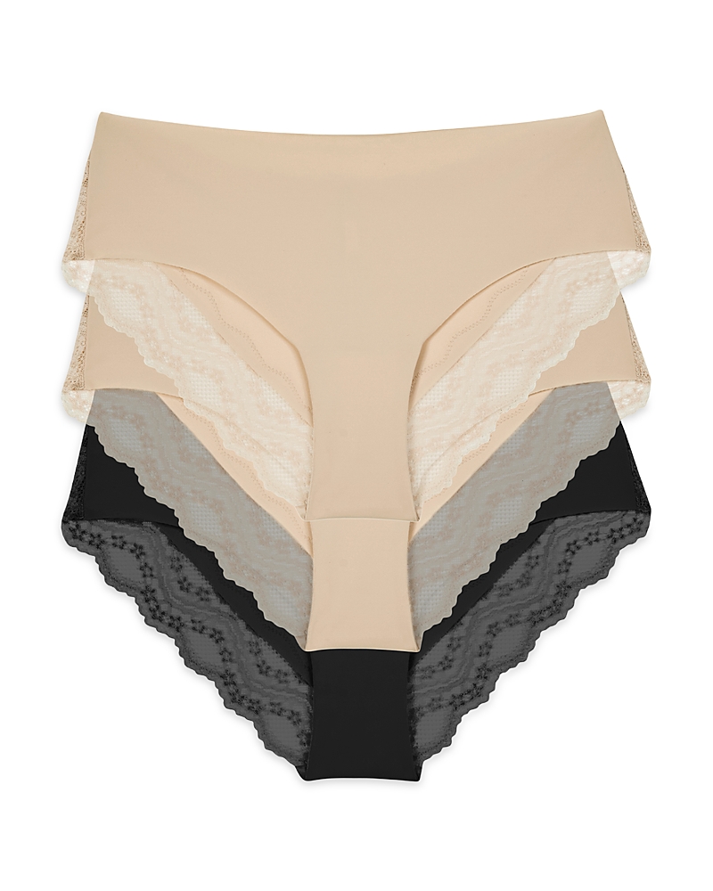 B.tempt'd By Wacoal Assorted 3-pack Lace Kiss High Cut Briefs In Au Natural/night