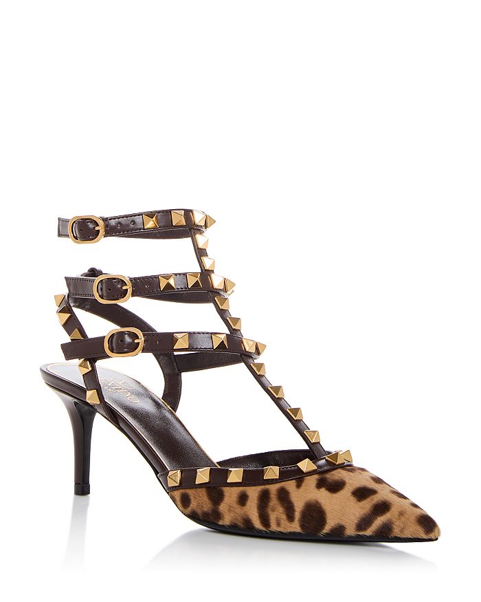 Valentino Garavani Women's Leopard Print Calf Hair Ankle Strap Pumps ...