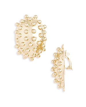 cult gaia najia studded oval clip on drop earrings in gold tone