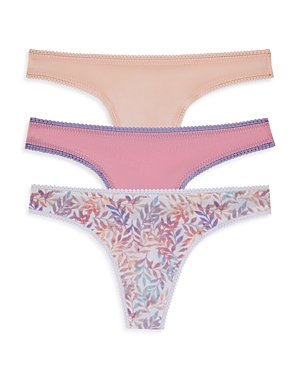On Gossamer Hip G Thongs, Set Of 3 In Leaves/confetti/tropical