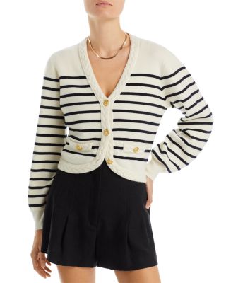 AQUA - Braid Trim Cashmere Cardigan-Exclusive