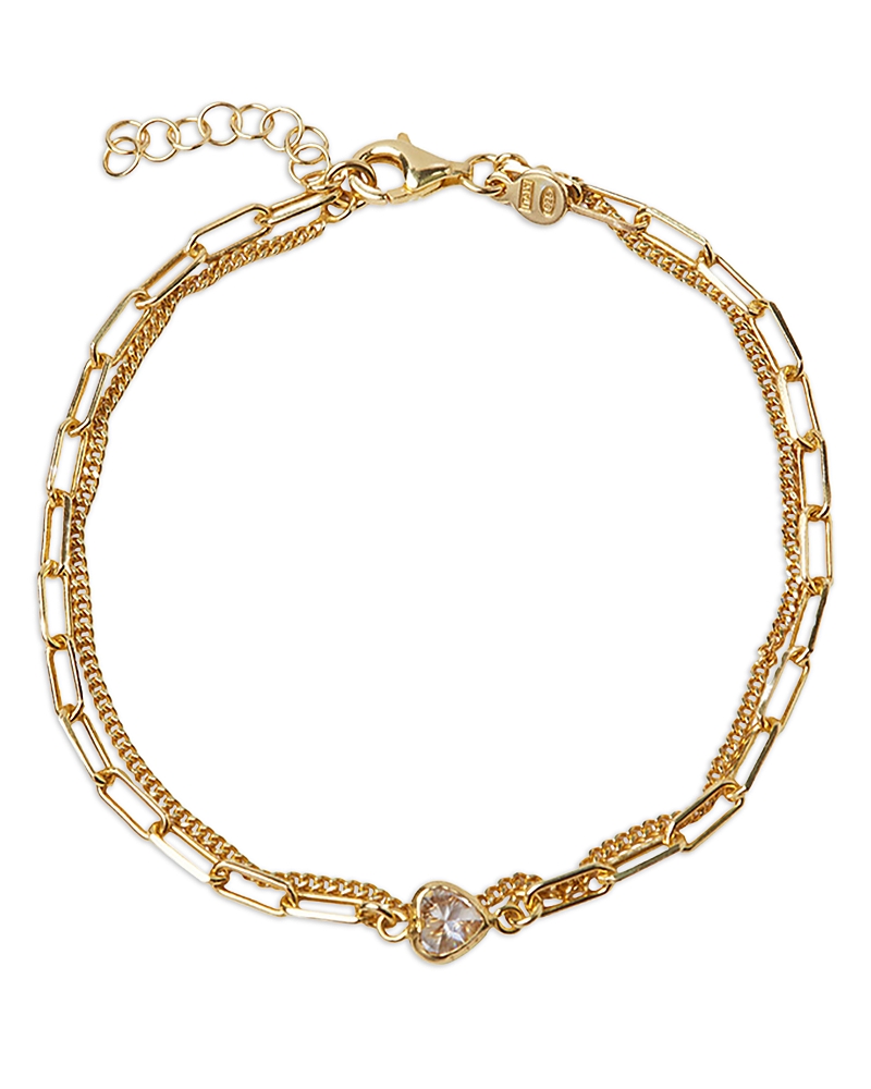 Argento Vivo Two Layer Chain Heart Bracelet In 18k Gold Plated Sterling Silver In Gold