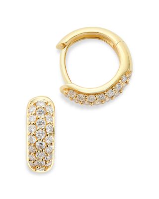 Diamond Mini Pav&eacute; Hoop Earrings in 14K Yellow Gold, 0.35 tcw