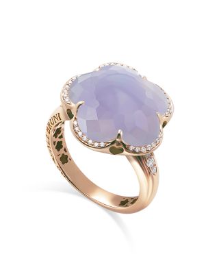 Pasquale Bruni 18K Rose Gold Bon Ton Blue Chalcedony & Diamond Flower Statement Ring