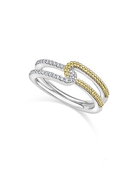 LAGOS - 18K Yellow Gold & Sterling Silver Caviar Lux-Clip Diamond Small  Statement Ring - 100% Exclusive