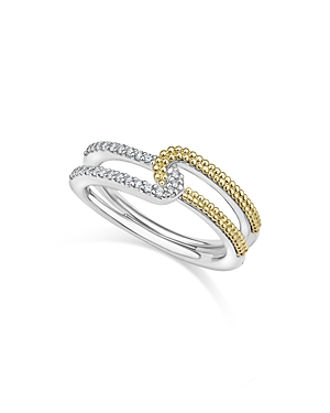 Lagos 18K Yellow Gold & Sterling Silver Caviar Lux-Clip Diamond Small Statement Ring - 100% Exclusiv