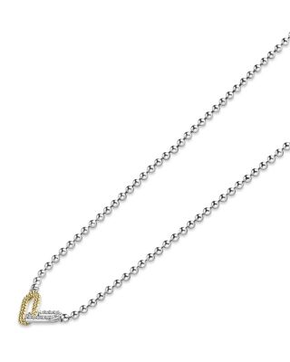 18K Yellow Gold & Sterling Silver Caviar Lux-Clip Diamond Bead Link Necklace, 16-18" - Exclusive