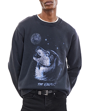 The Kooples Relaxed Fit Crewneck Graphic Sweatshirt In Black Washed