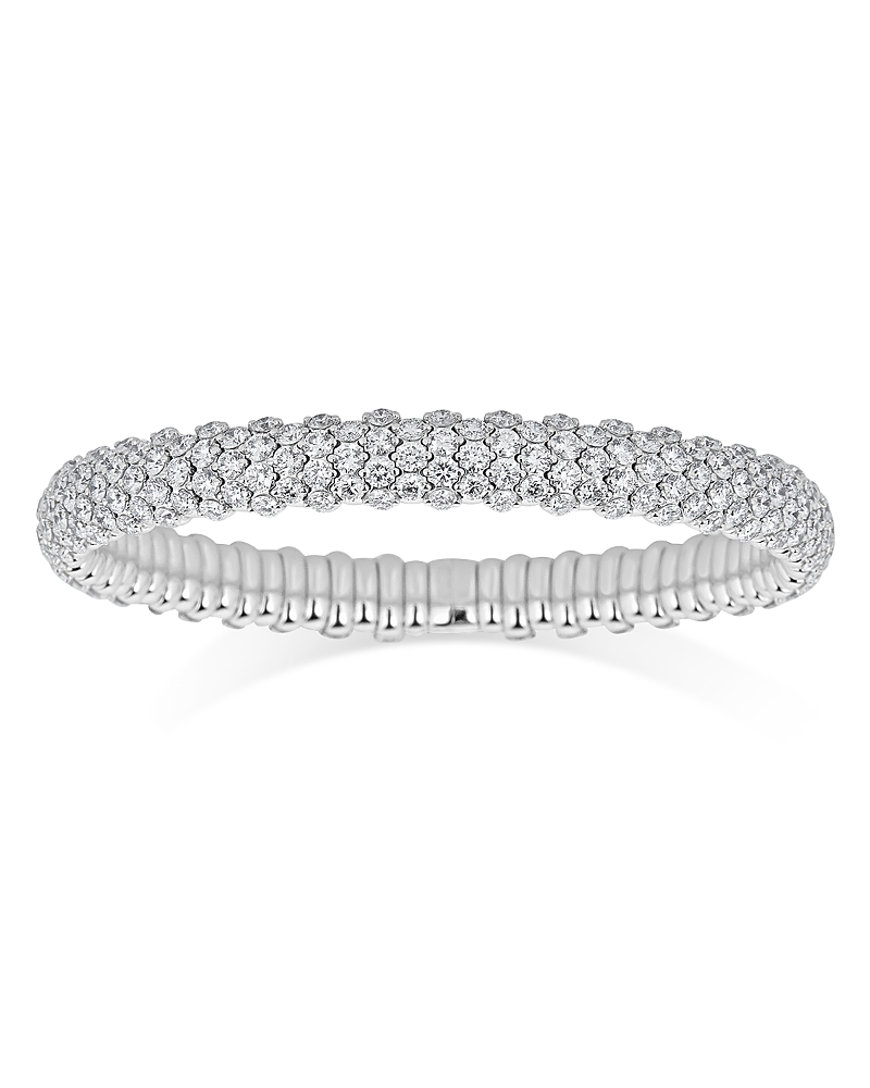 Zydo 18k White Gold Diamond Domed Stretch Bracelet In White