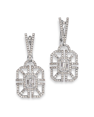 Bloomingdale's Diamond Baguette & Round Art Deco Drop Earrings In 14k White Gold, 1.30 Ct. T.w.