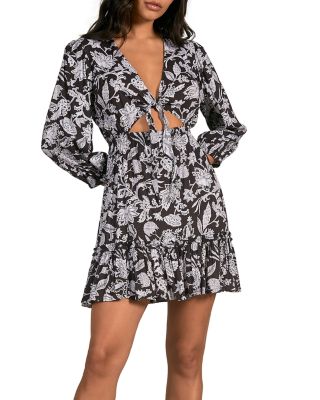 Elan - Floral Print Cut Out Mini Dress