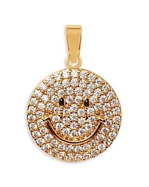 Jewelry Ms Vaxxine Pave Smiley Face Pendant in 18K Gold Plated