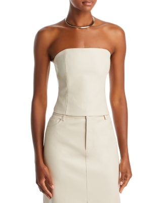 WAYF Brightly Faux Leather Strapless Top & Roberta Faux Leather Midi Skirt  | Bloomingdale's Women