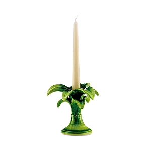 Les Ottomans Ceramic Palm Candlestick Holder In Green