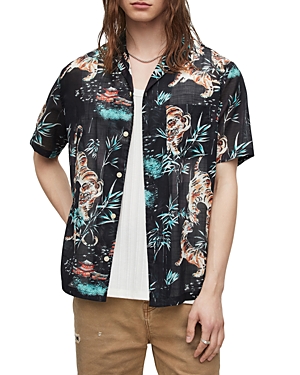 ALLSAINTS TAGISE RELAXED FIT COTTON SHORT SLEEVED SHIRT