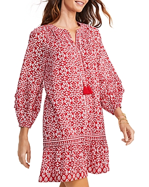 Vineyard Vines Vineyard Tile Print Shirt Dress In Red Multi