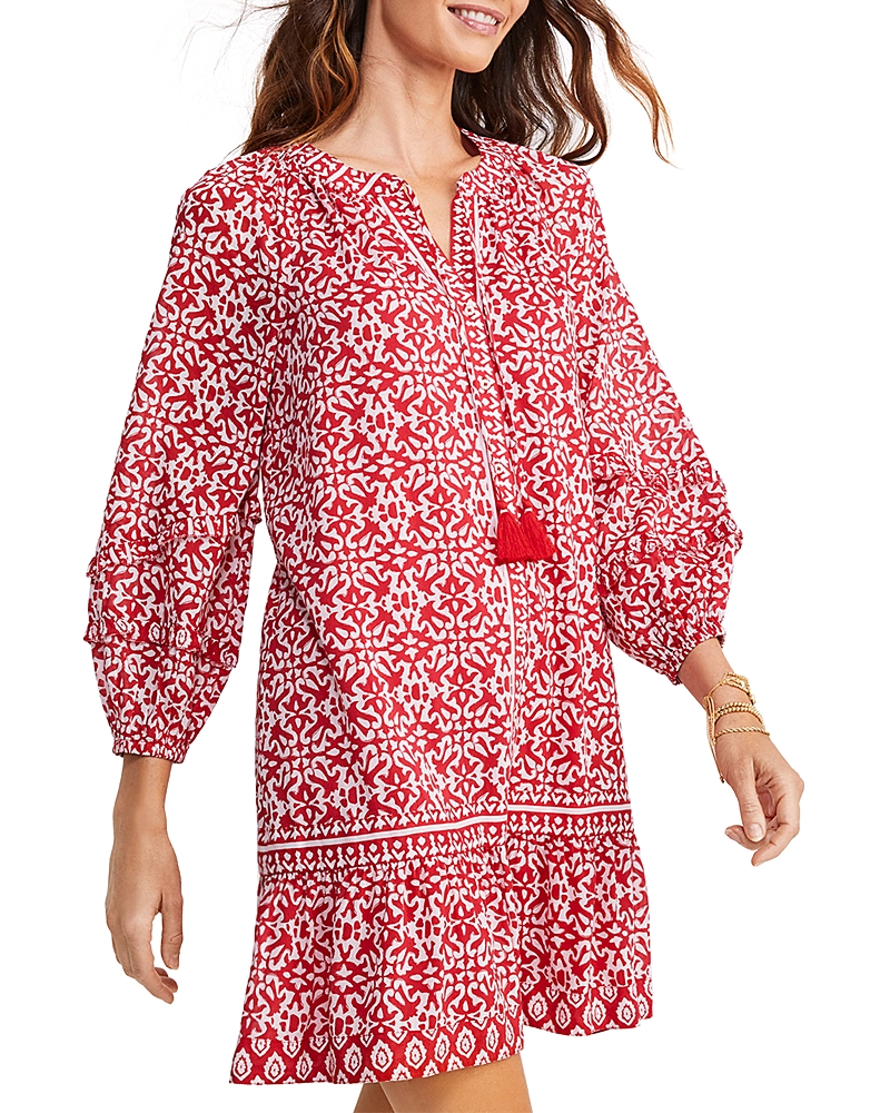 Vineyard Vines Vineyard Tile Print Shirt Dress In Red Multi